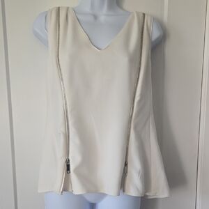Philosophy White Sleeveless Top with Silver Zippers